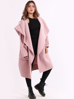 Woolen Oversized Coat Pink
