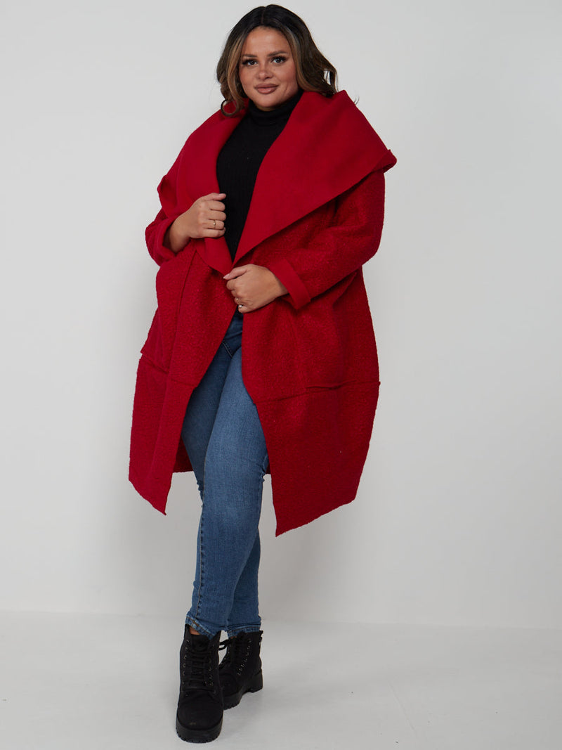 Woolen Oversized Coat Wine