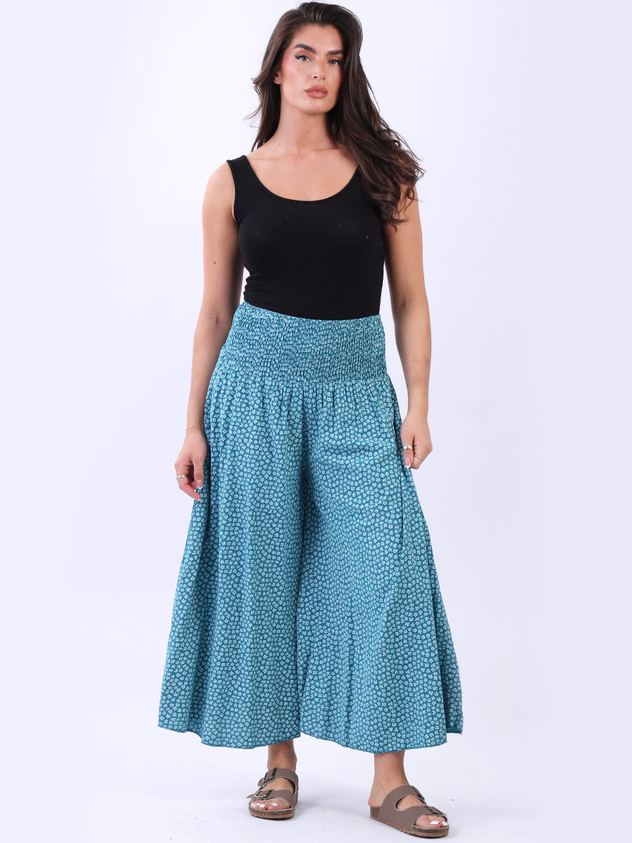 Wide Leg Floral Pant Teal
