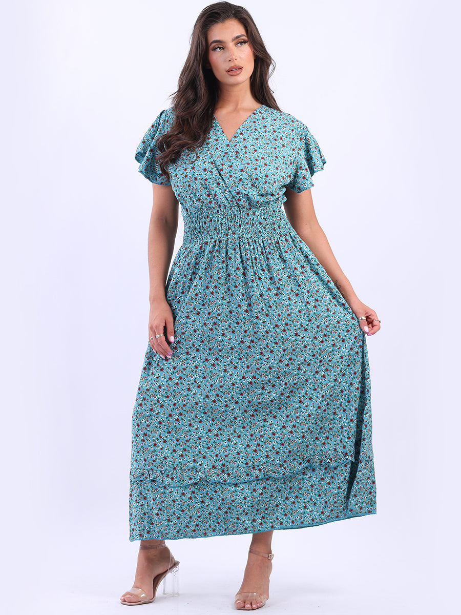 Floral Boho Maxi Dress Aqua