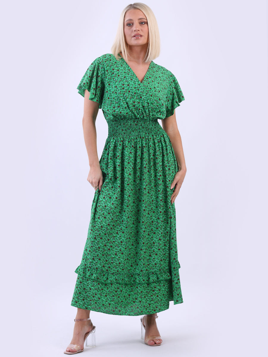 Floral Boho Maxi Dress Green