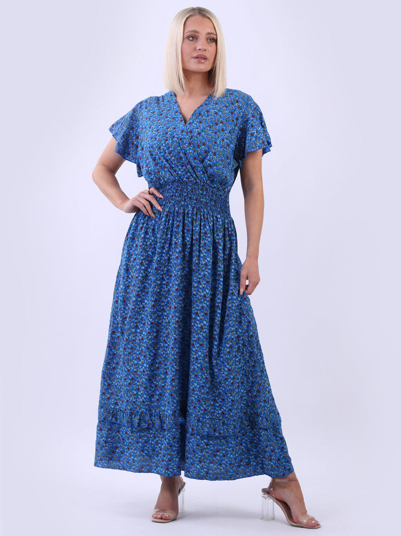 Floral Boho Maxi Dress Royal Blue