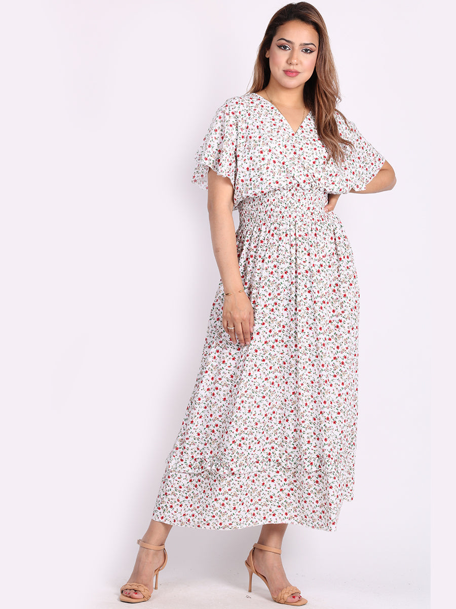 Floral Boho Maxi Dress White