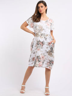 Women Floral Shift Dress White