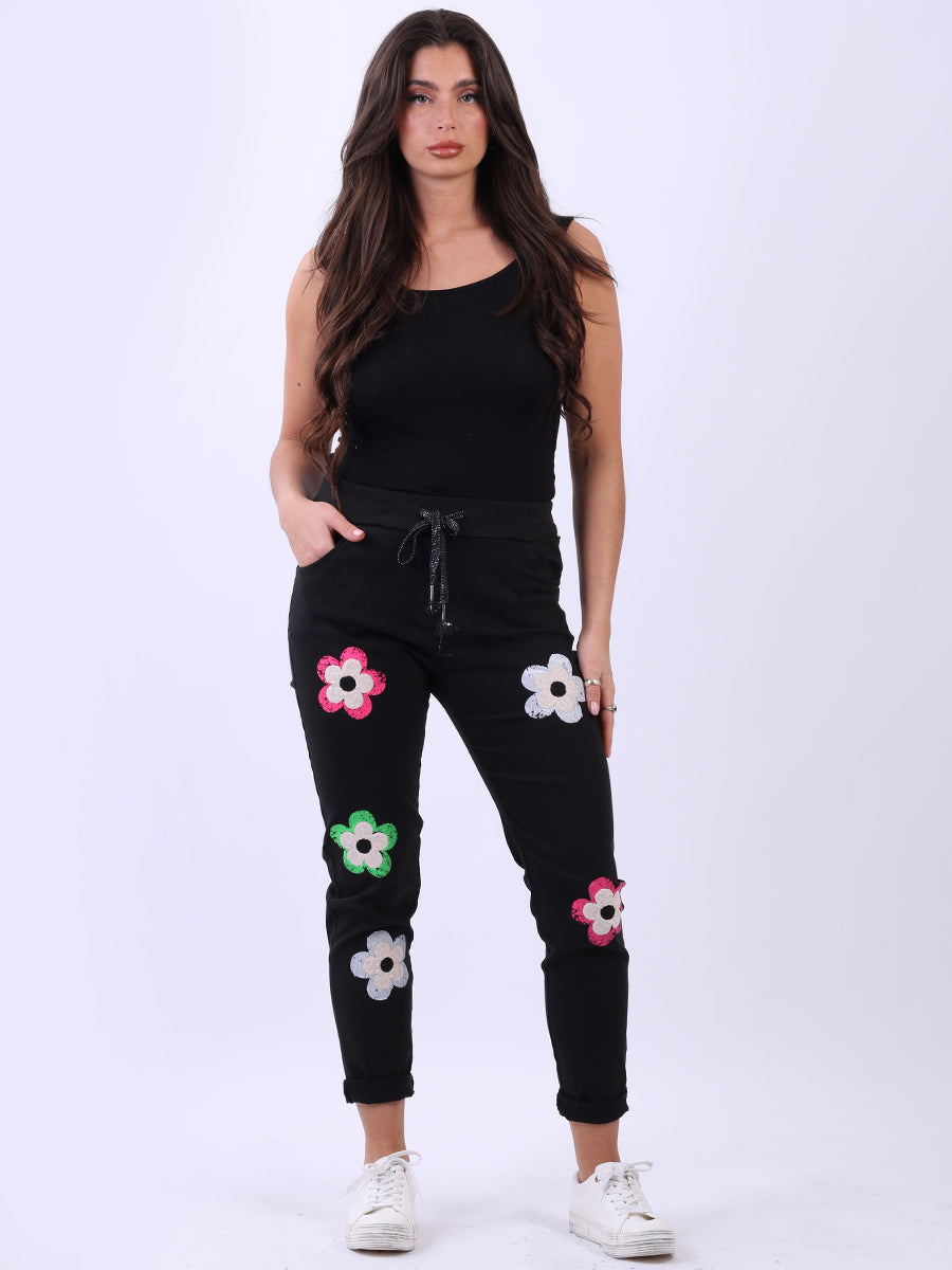 Women Floral Magic Pant Black