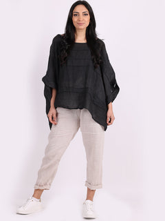 Plus Size Linen Top Charcoal