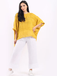 Plus Size Linen Top Mustard