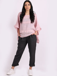 Plus Size Linen Top Pink