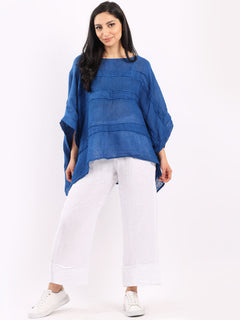 Plus Size Linen Top Royal Blue