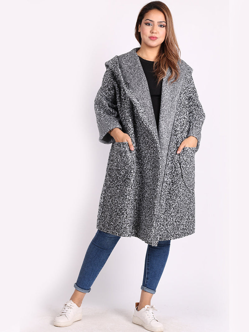 Woolen Lagenlook Jacket Dark Grey