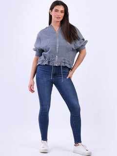 Crop Linen Jacket Grey