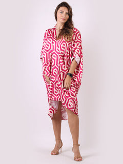 Women Drape Midi Dress Fuchsia