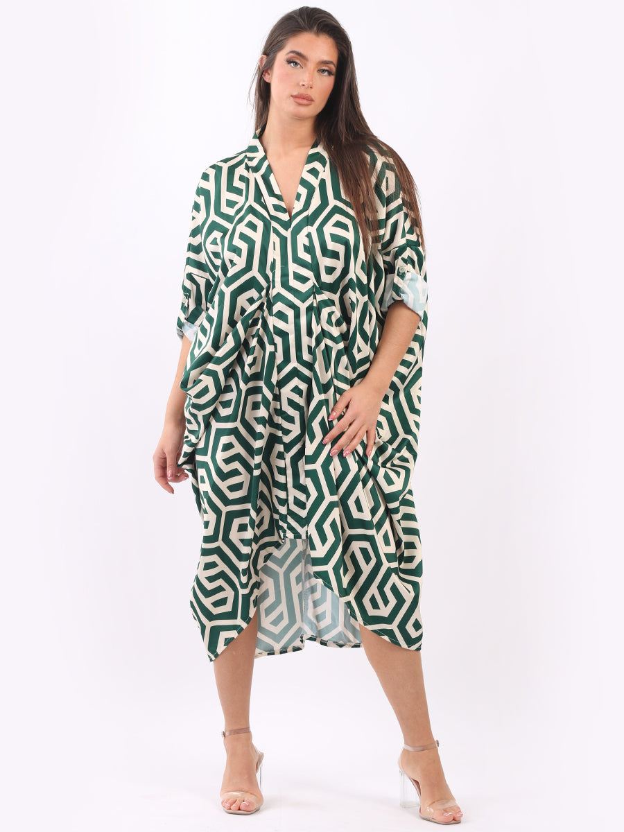 Women Drape Midi Dress Green