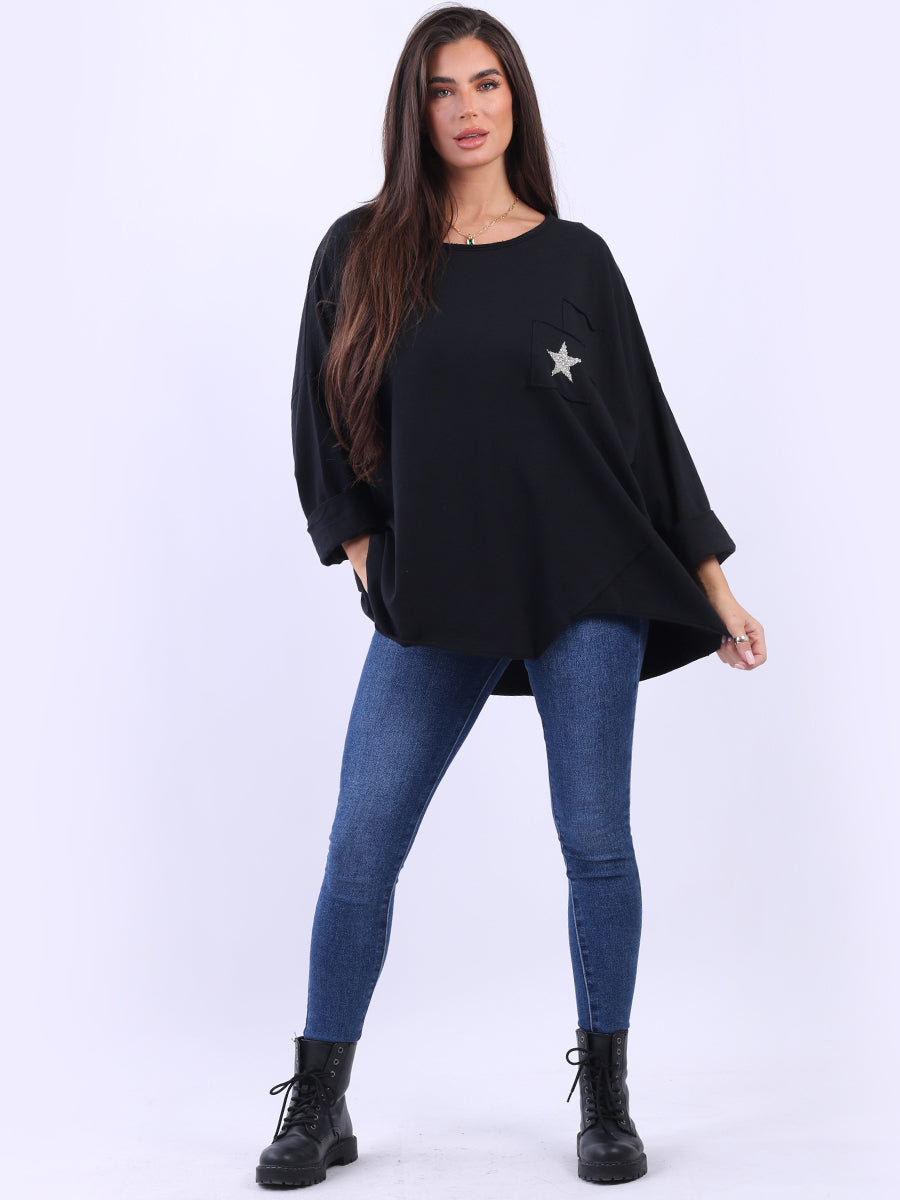 Lagenlook Cotton Tunic Top Black