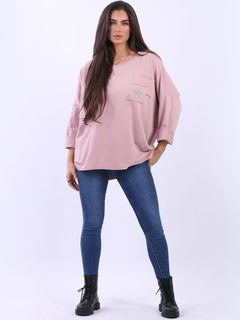 Lagenlook Cotton Tunic Top Pink