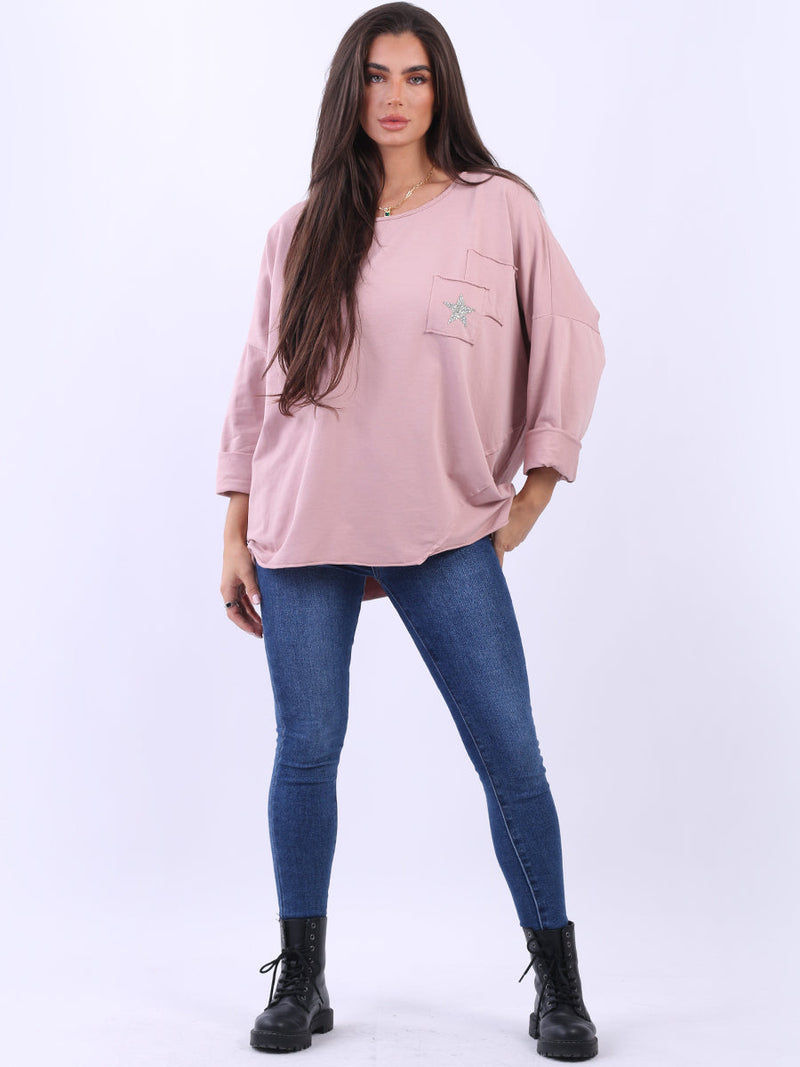 Lagenlook Cotton Tunic Top Pink