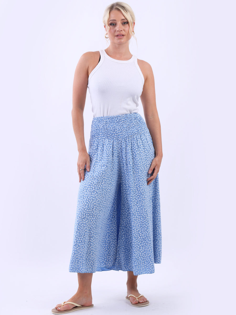 Wide Leg Floral Pant Denim