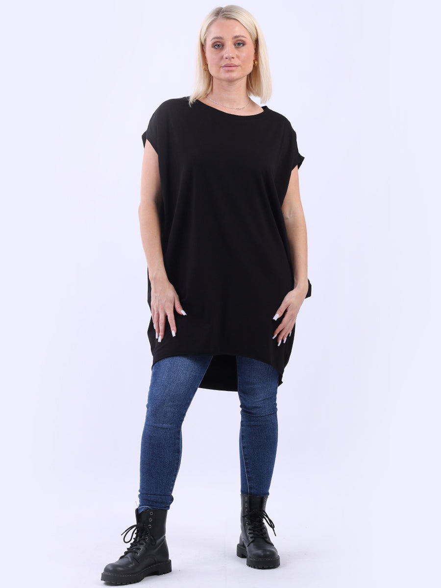 Women Solid Cotton Dress Black