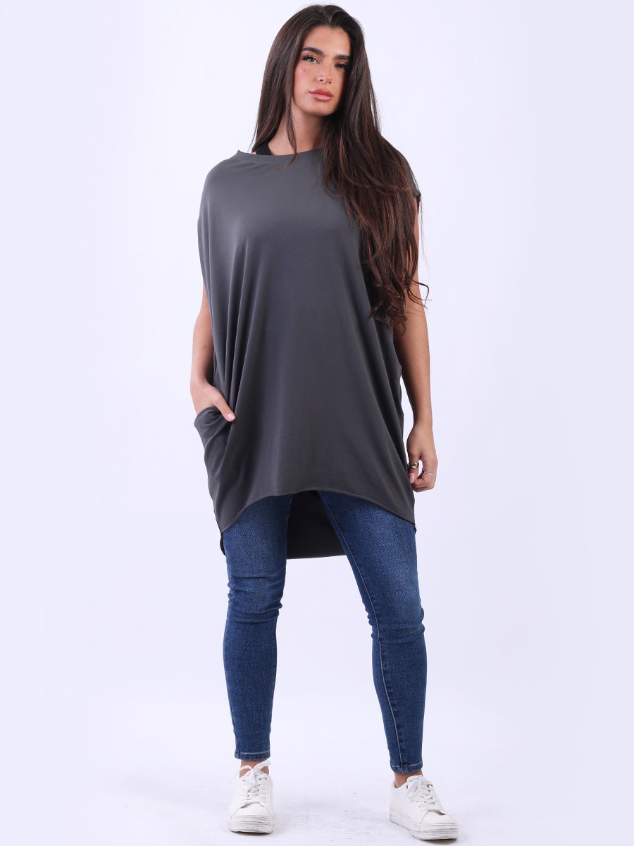 Women Solid Cotton Dress Charcoal