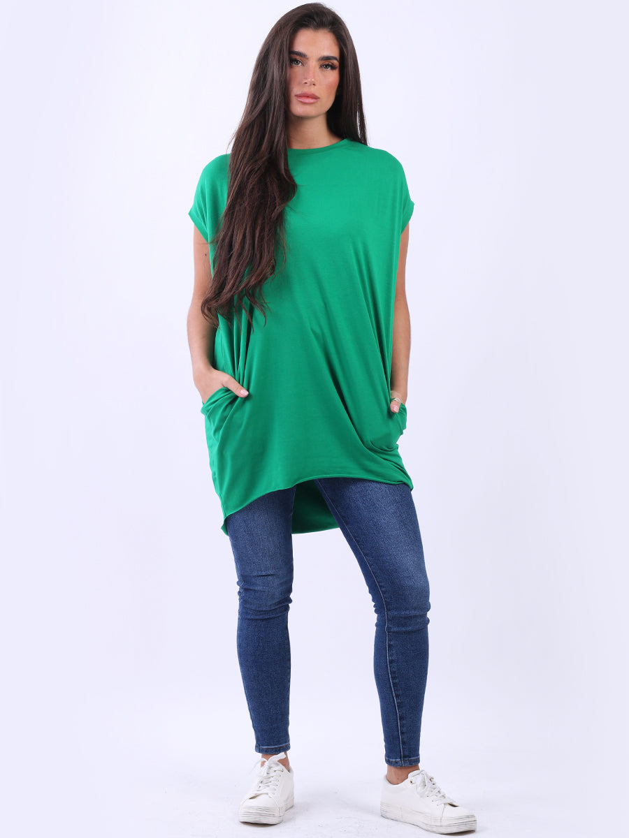 Women Solid Cotton Dress Green