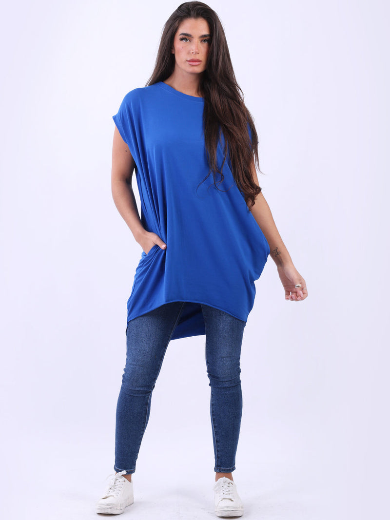 Women Solid Cotton Dress Royal Blue