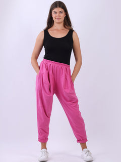Solid Cotton Loose Comfy Pant Fuchsia