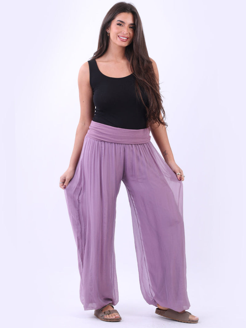 Wide Leg Silk Trouser Lilac