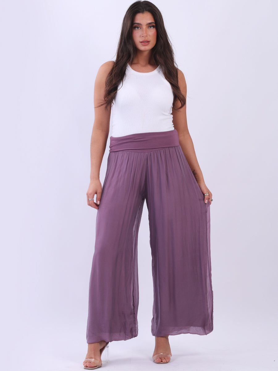 Wide Leg Silk Trouser Magenta