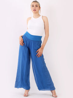 Wide Leg Silk Trouser Royal Blue