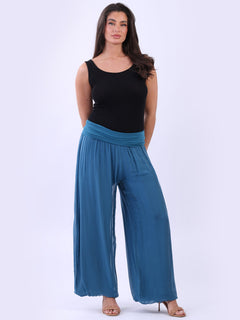 Wide Leg Silk Trouser Teal
