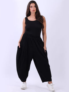 Balloon Hem Cotton Pant Black