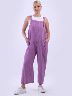 Stripy Cotton Pabo Jumpsuit Lilac