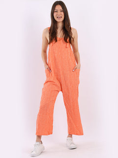 Stripy Cotton Pabo Jumpsuit Orange