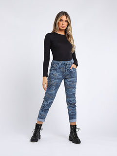 Women Camouflage Magic Pants Denim