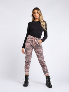Women Camouflage Magic Pants Pink