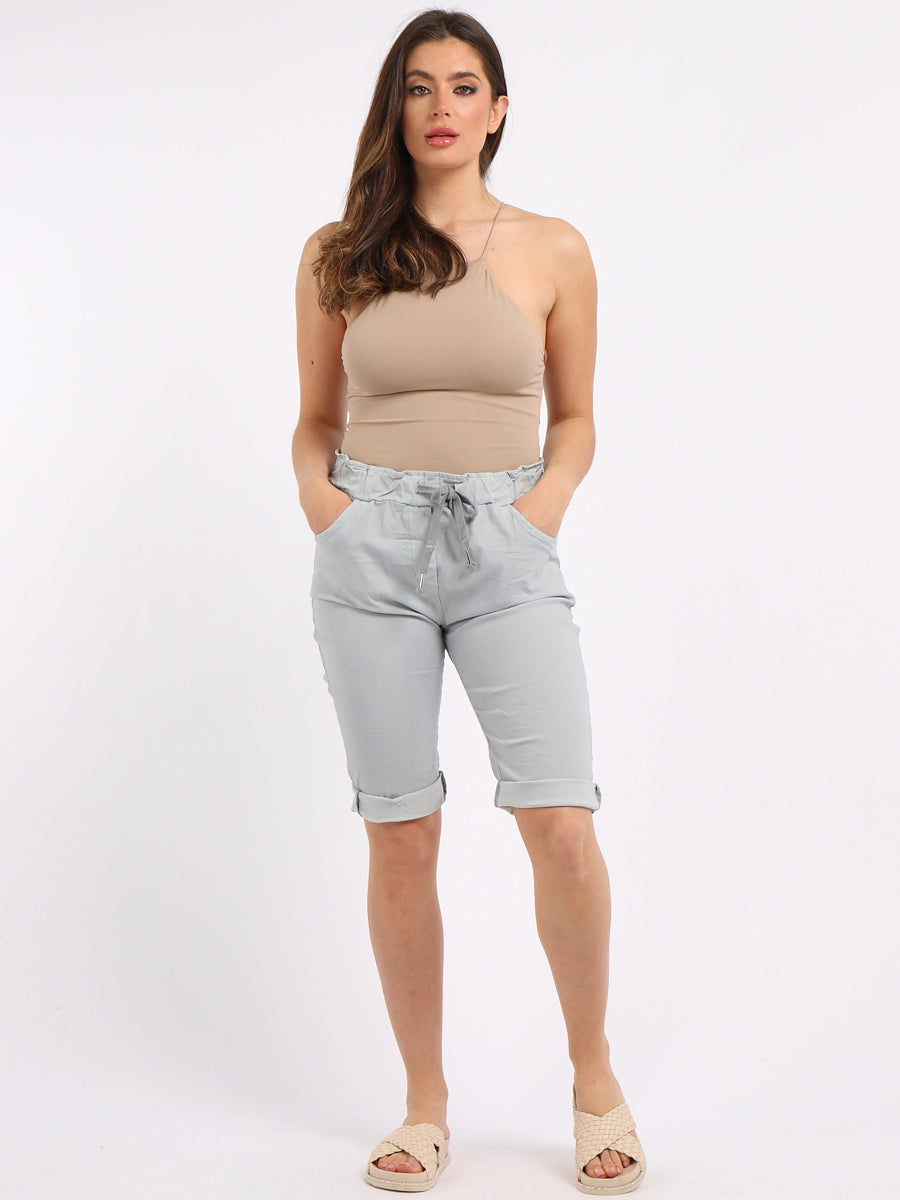 Plain Safari Shorts Silver