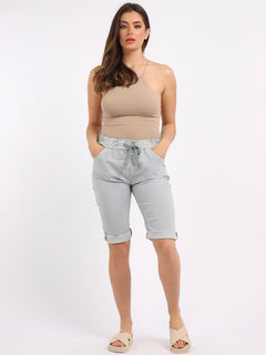 Plain Safari Shorts Silver