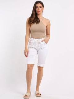 Plain Safari Shorts White