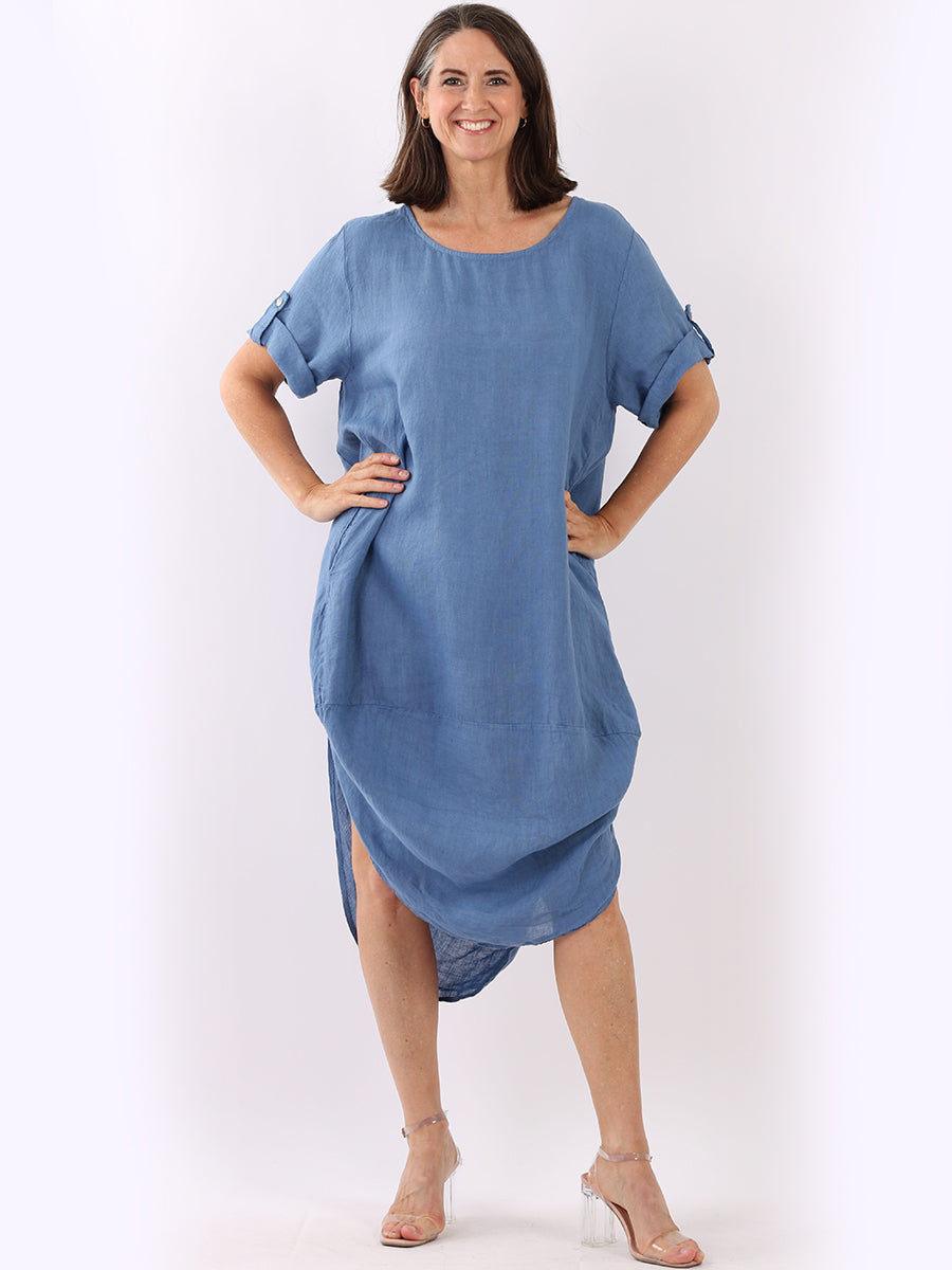 Plain Linen Dress Denim
