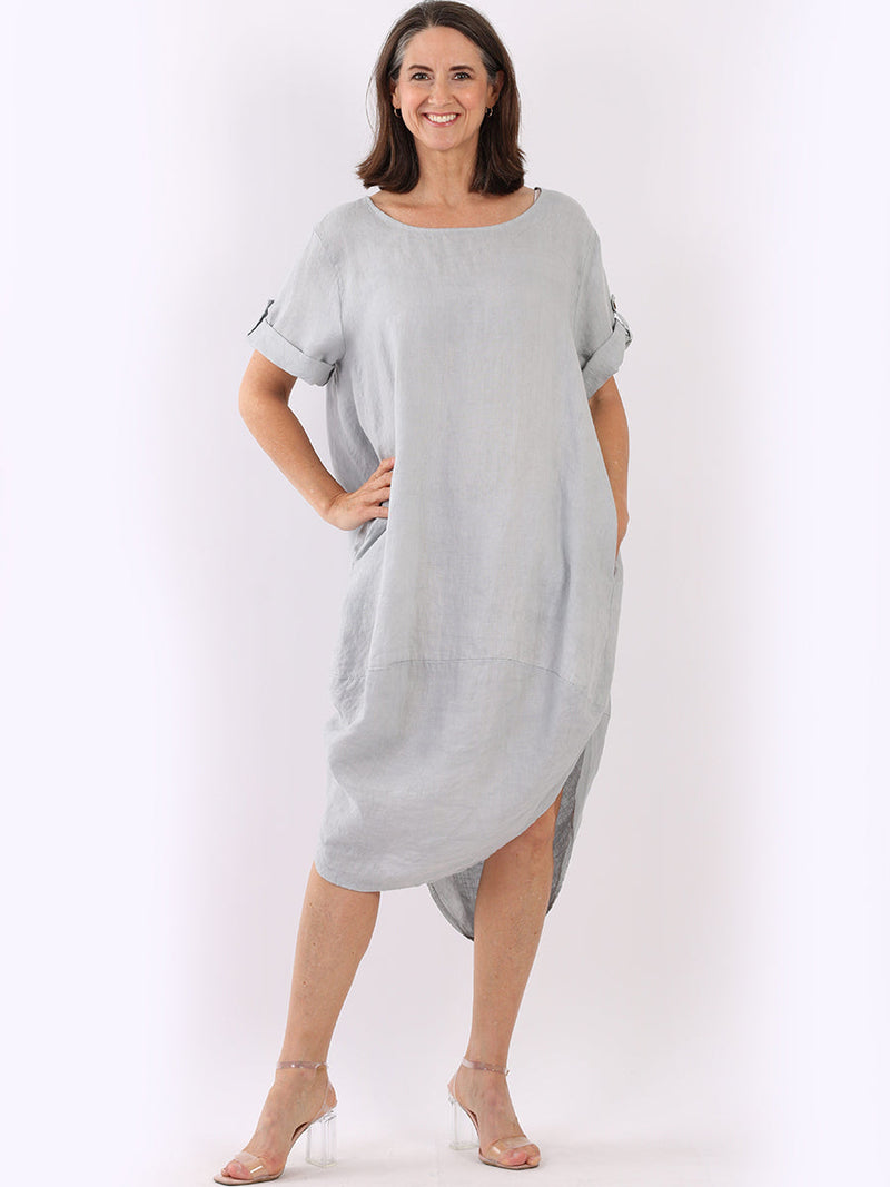 Plain Linen Dress Silver