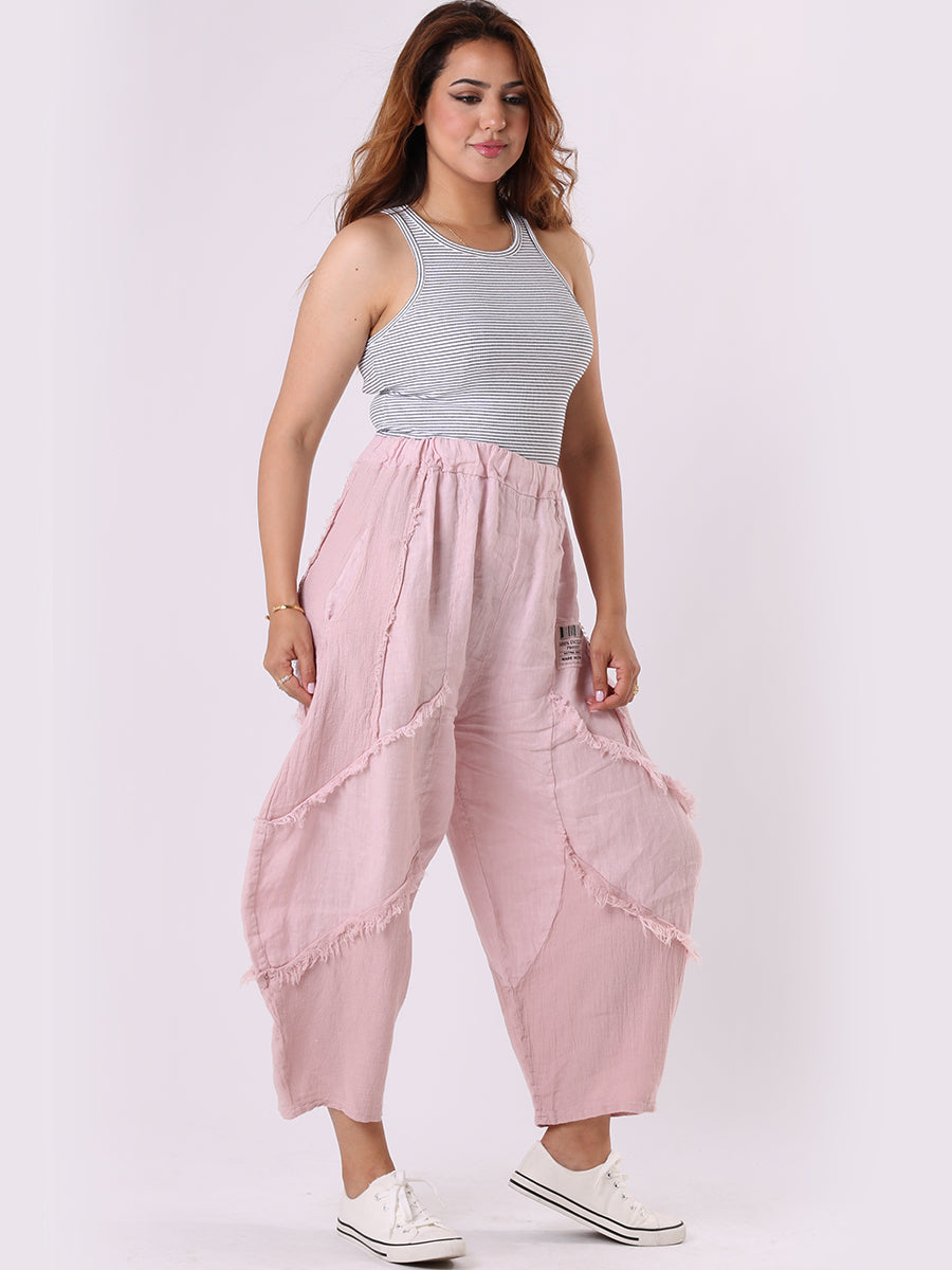 Women Linen Trouser Pink
