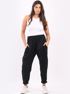 Solid Cotton Loose Comfy Pant Black