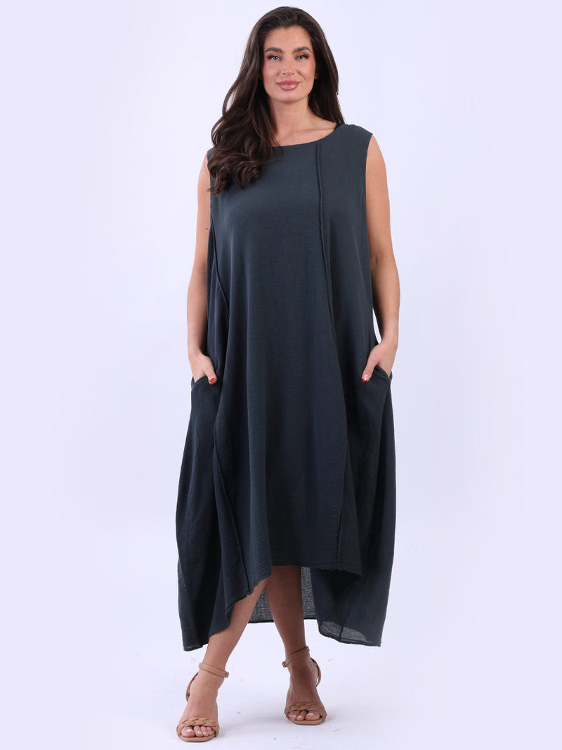 Oversized Plain Cotton Dress Charcoal