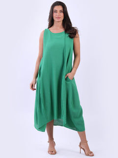 Oversized Plain Cotton Dress Green