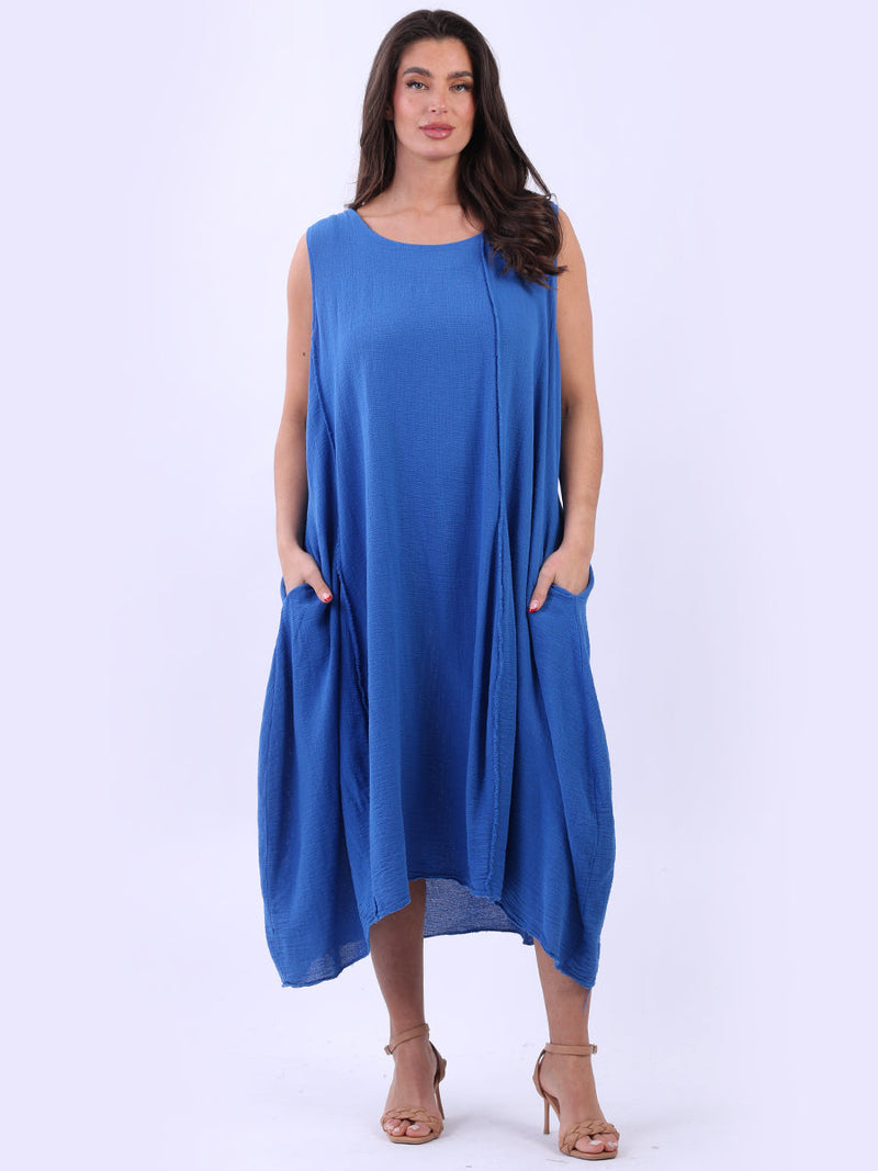 Oversized Plain Cotton Dress Royal Blue