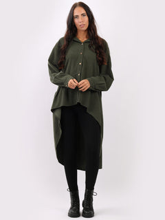 Cotton Corduroy Shirt Dress Khaki