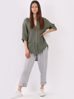 Linen Lagenlook Top Khaki
