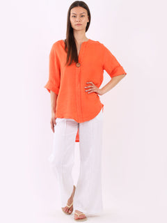 Linen Lagenlook Top Orange