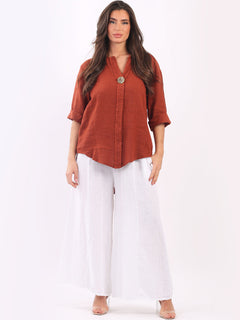Linen Lagenlook Top Rust