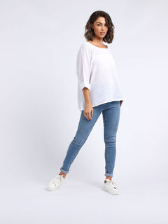 Plain Linen Crop Top White